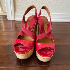 Fendi Red patent leather platform sandals